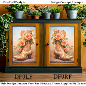 Western Cowgirl Fashion Boot-Rose DF9LF Decoupage Seidenpapier