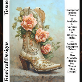 Western Cowgirl Fashion Boot-Rose DF9R Decoupage Seidenpapier