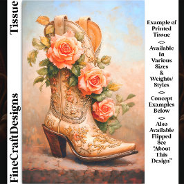 Western Cowgirl Fashion Boot-Rose DF9RF Decoupage Seidenpapier