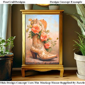 Western Cowgirl Fashion Boot-Rose DF9RF Decoupage Seidenpapier