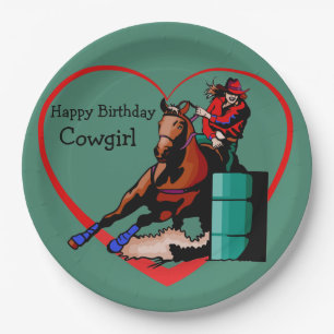 Western-Cowgirl-Fassracer-Geburtstags-Party-Platte Pappteller