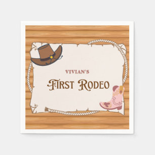 Western Cowgirl First Rodeo Birthday Serviette