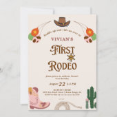 Western Cowgirl First Rodeo Einladung zum Geburtst (Vorderseite)
