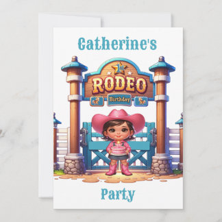 Western Cowgirl First Rodeo Geburtstag Custom Einladung