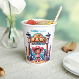 Western Cowgirl First Rodeo Geburtstag Custom Pappbecher