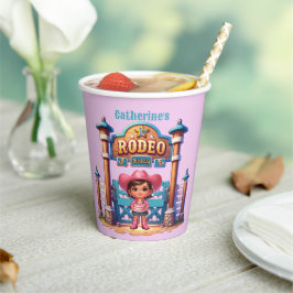 Western Cowgirl First Rodeo Geburtstag Custom Pappbecher