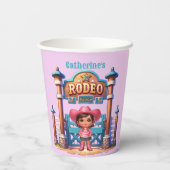 Western Cowgirl First Rodeo Geburtstag Custom Pappbecher (Rückseite)