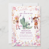 Western Cowgirl Floral Watercolor Einladung (Vorderseite)