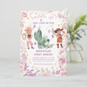 Western Cowgirl Floral Watercolor Einladung (Stehend Vorderseite)