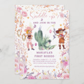 Western Cowgirl Floral Watercolor Einladung (Vorne/Hinten)