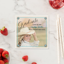 Western Cowgirl Foto Graduation Party Napkin Serviette