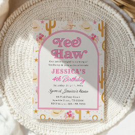 Western Cowgirl Fourth Rodeo 4th Birthday Party Einladung