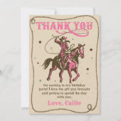Western Cowgirl Geburtstagsparty Danke Karte (Vorderseite)