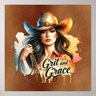 Western Cowgirl Grace Poster