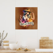 Western Cowgirl Grace Poster (Küche)