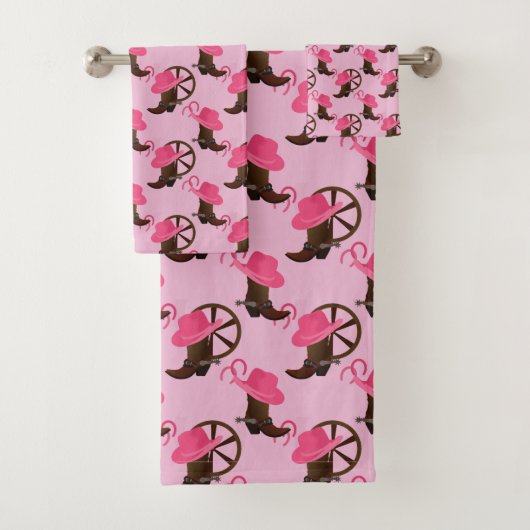 Western Cowgirl Hat and Boots Badhandtuch Set (Insitu)