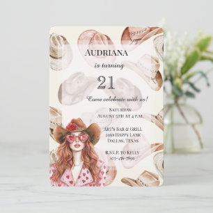 Western Cowgirl Hats Red Hair Geburtstag Einladung