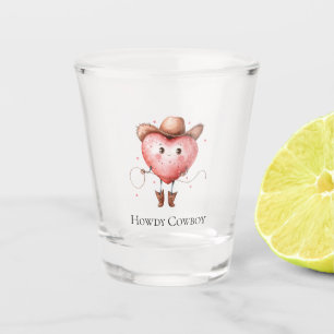 Western Cowgirl Herz mit Cowboyhut Schnapsglas