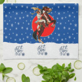 Western Cowgirl Horse Züchten Winterweihnachtsfest Geschirrtuch (Gefaltet)