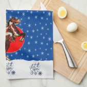 Western Cowgirl Horse Züchten Winterweihnachtsfest Geschirrtuch (Viertel Falte)