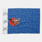 Western Cowgirl Horse Züchten Winterweihnachtsfest Geschirrtuch (Horizontal)