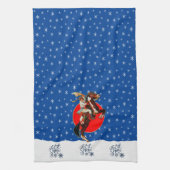 Western Cowgirl Horse Züchten Winterweihnachtsfest Geschirrtuch (Vertikal)