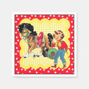 Western Cowgirl Kind mit Pferd Party Serviette