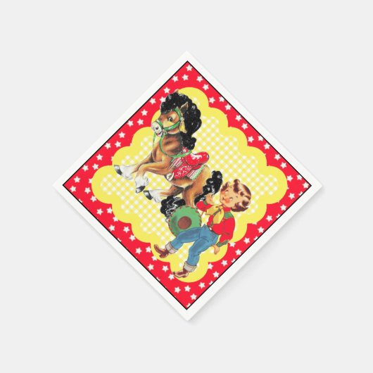 Western Cowgirl Kind mit Pferd Party Serviette (Ecke)