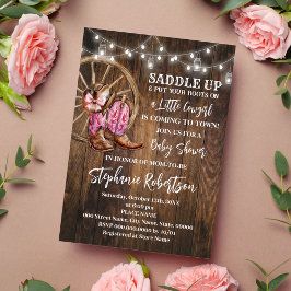 Western Cowgirl kommt nach Town Pink Baby Dusche Einladung