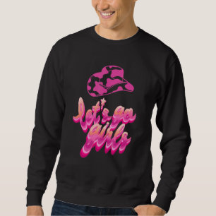 Western Cowgirl Let's Go Girl Cowhide Leopard Pink Sweatshirt