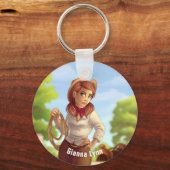 Western Cowgirl Mit Monogramm Schlüsselanhänger (Vorderseite)