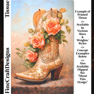 Western Cowgirl Mode Stiefel Rosen DF9LF Decoupage Seidenpapier