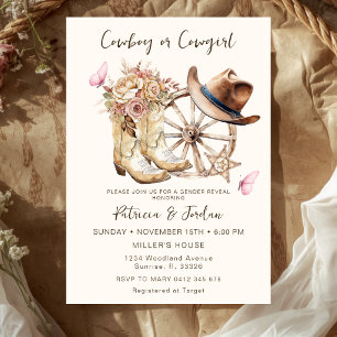 Western Cowgirl oder Cowboy Gender Reveal Einladung