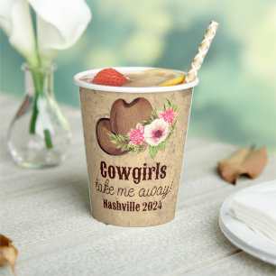 Western Cowgirl Party Destination Nashville Thema Pappbecher