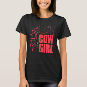 Western-Cowgirl-Pferdekopf-Umriss T-Shirt