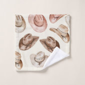 Western Cowgirl Pink Brown Hats Badhandtuch Set (Waschlappen)
