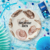 Western Cowgirl Pink Brown Hats Geburtstag Pappteller (Party)