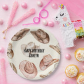 Western Cowgirl Pink Brown Hats Geburtstag Pappteller (Party)