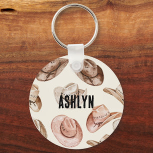 Western Cowgirl Pink Brown Hats Schlüsselanhänger