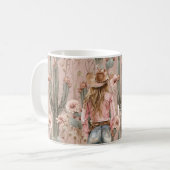 Western Cowgirl Pink Cactus Floral Kaffeetasse (Vorderseite Links)