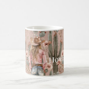 Western Cowgirl Pink Cactus Floral Kaffeetasse