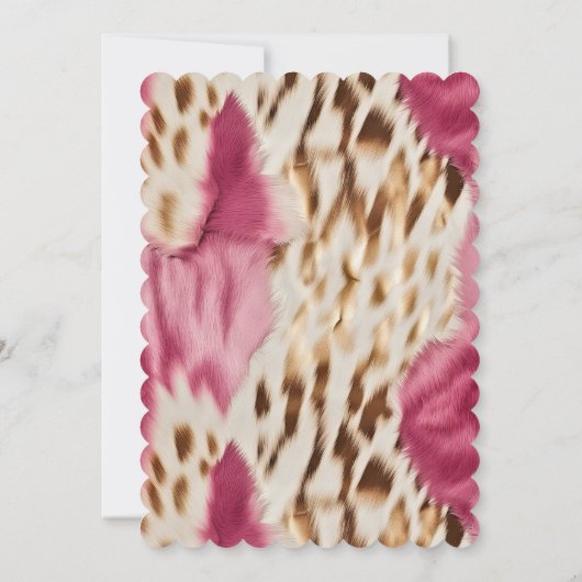 Western Cowgirl Pink Gold Creme Cowhide Einladung (Rückseite)