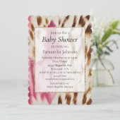 Western Cowgirl Pink Gold Creme Cowhide Einladung (Stehend Vorderseite)