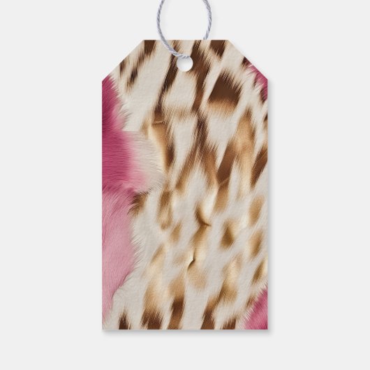 Western Cowgirl Pink Gold White Cowhid Geschenkanhänger (Rückseite)