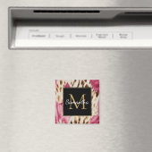 Western Cowgirl Pink Gold White Cowhid Magnet (In Situ (Geschirrspüler))