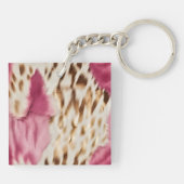 Western Cowgirl Pink Gold White Cowhid Schlüsselanhänger (Rückseite)