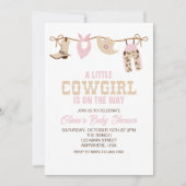 Western Cowgirl Pink Kariert Baby Dusche Einladung (Vorderseite)