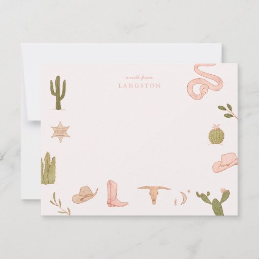 Western Cowgirl Pink Kids Mitteilungskarte (Vorderseite)