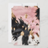 Western Cowgirl Pink Schwarz-weiß Gold Cowhide Einladung (Rückseite)