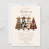 Western Cowgirl Plaid Leopard Christmas Einladung (Vorderseite)